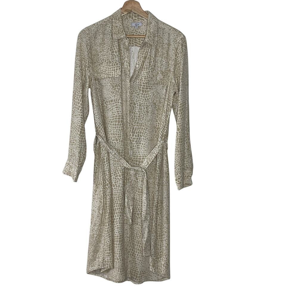 Rails Alix Reptile Print Long Sleeves Tie Belt‎ Button Down Shirt Dress Size M